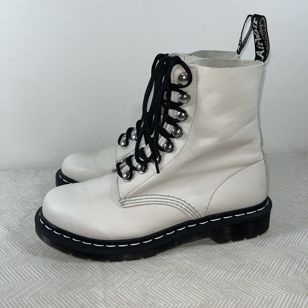 Dr Martens Womens 1460 Pascal HDW Sz 8 White Combat Comfort Retro Y2K 90s Grunge - Picture 4 of 16